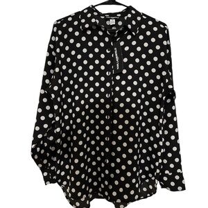 Karl Lagerfeld Black and White Polka Dot Button Down Shirt